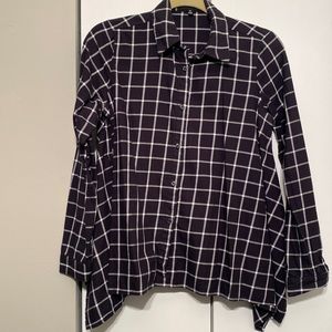 The Limited cotton plaid draped shirt